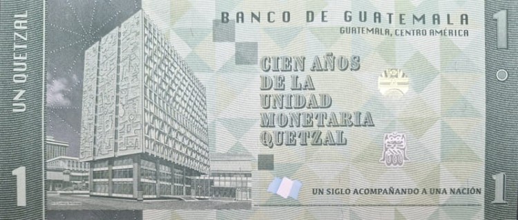 Banknot Gwatemala 1 quetzal 2024 rewers