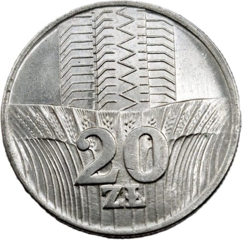 Moneta 20 zł Wieżowiec i kłosy 1976 bz