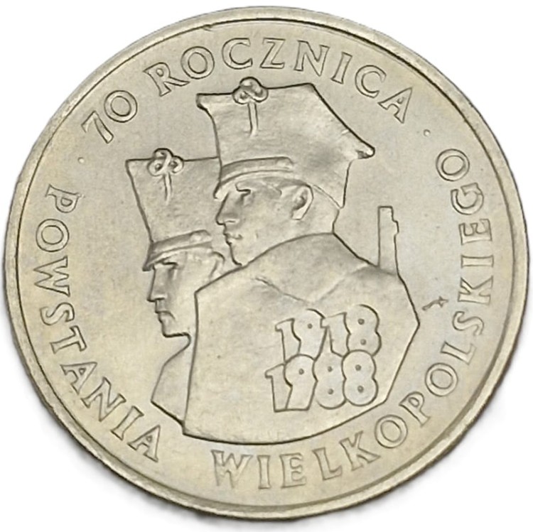 Moneta 100 zł 70 rocznica Powstania Wielkopolskiego 1988 rewers