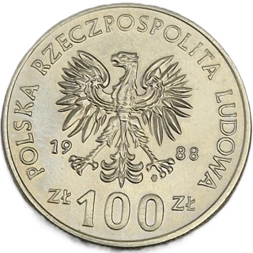 Moneta 100 zł 70 rocznica Powstania Wielkopolskiego 1988 awers