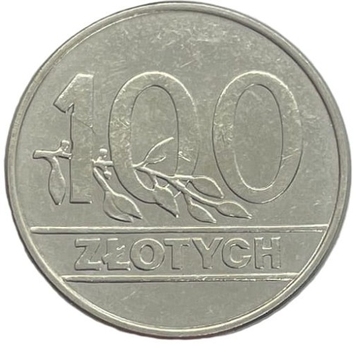 Moneta 100 zł 1990 rewers