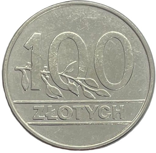 Moneta 100 zł 1990 rewers
