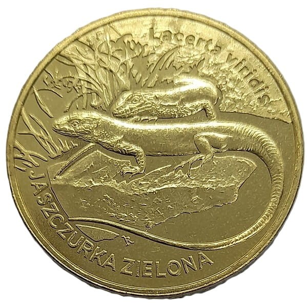 Moneta 2 zł Jaszczurka zielona 2009 rewers