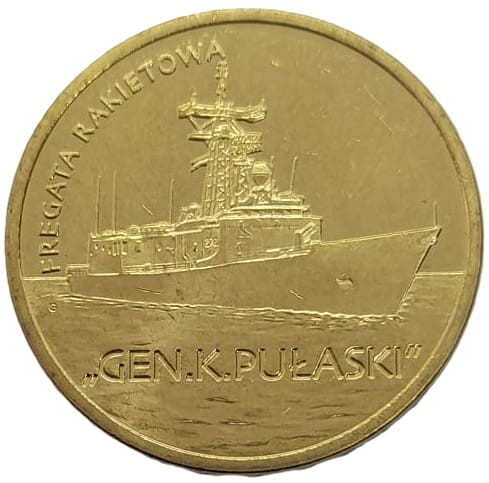 Moneta 2 zł Fregata Rakietowa gen Pułaski 2013 rewers