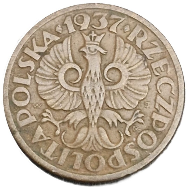 Moneta 1 grosz 1937 awers