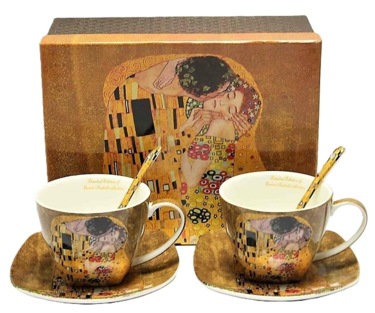 Filiżanki z łyżeczkami 2 sztuki Klimt The Kiss W6A60-11499