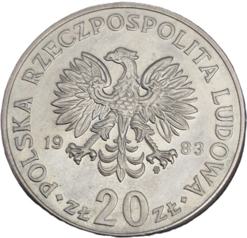 Moneta 20 zł Marceli Nowotko 1983 awers