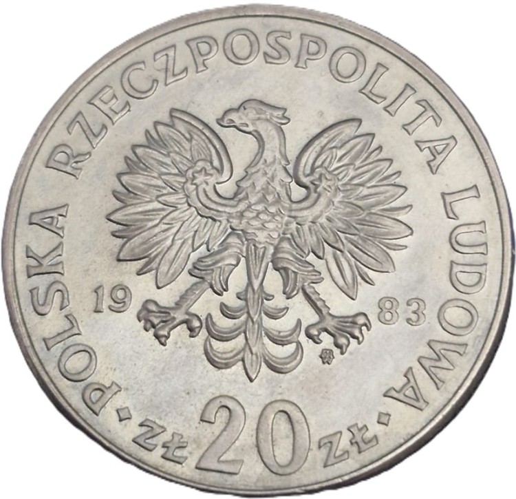Moneta 20 zł Marceli Nowotko 1983 awers