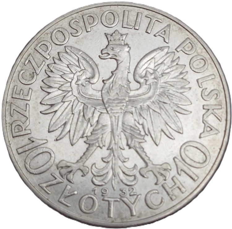 Moneta 10 złotych 1932 Polonia Głowa Kobiety b.z. awers