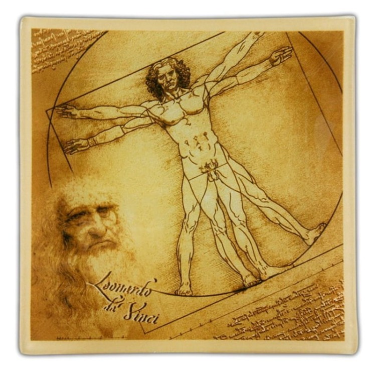 Talerz dekoracyjny 13 cm x 13 cm da Vinci Człowiek Witruwiański 198-2017
