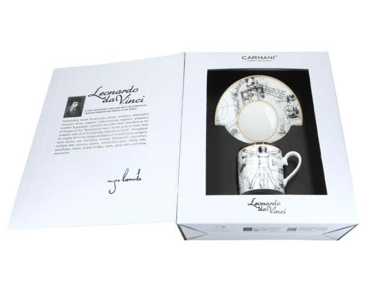 Filiżanka ze spodkiem 250ml da Vinci Człowiek Witruwiański Carmani
