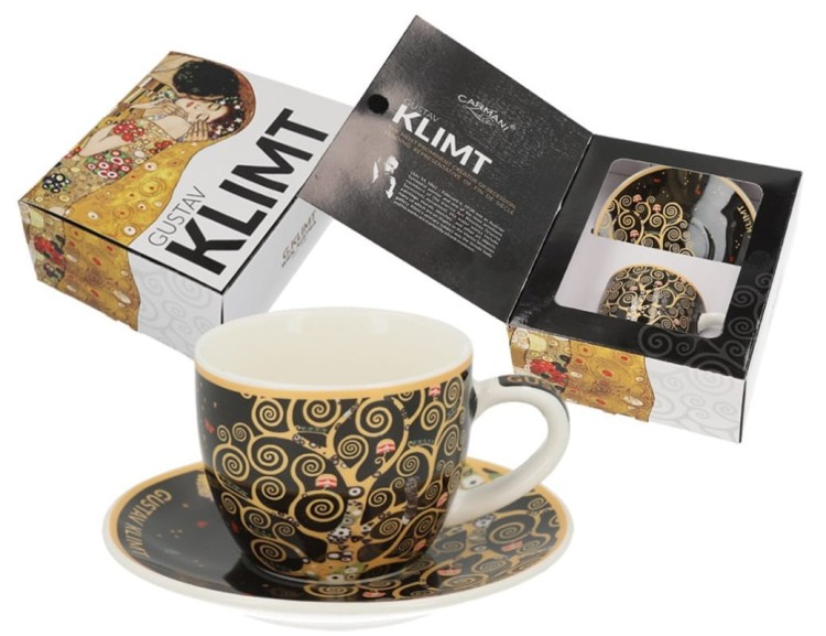 Filiżanka espresso 80 ml Drzewo życia czarna Klimt 532-8313 Cermani
