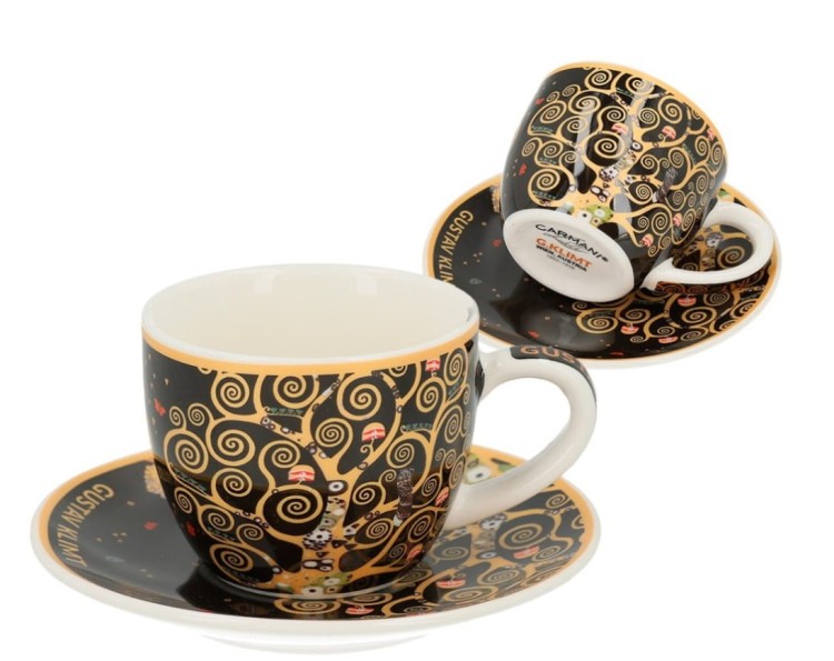 Filiżanka espresso 80 ml Drzewo życia czarna Klimt 532-8313 Cermani spód