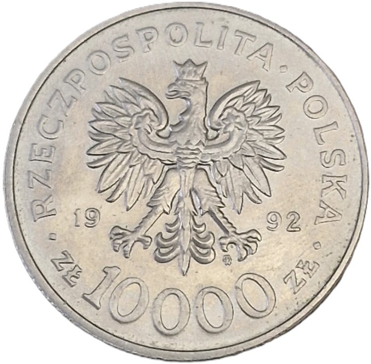 Moneta 10000 zł Władysław III Warneńczyk 1992r awers