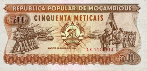 Mozambik banknot 50 meticais 1986 P-129 awers