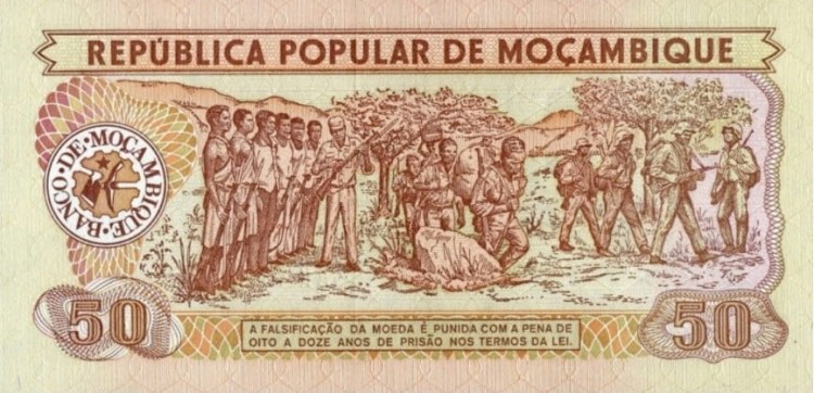 Mozambik banknot 50 meticais 1986 P-129 rewers
