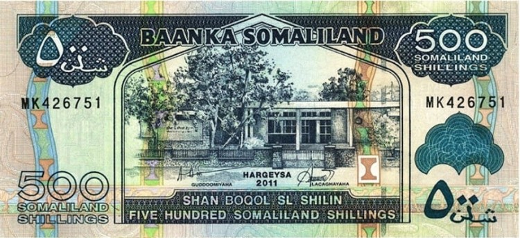 Banknot Somaliland 500 szylingów 2011 P-6h awers
