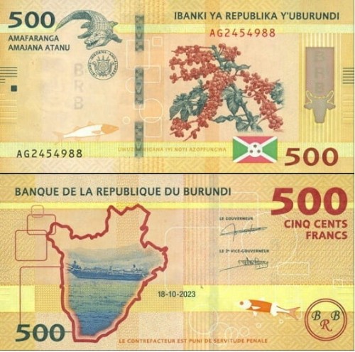 Burundi banknot 500 franków 2023 UNC