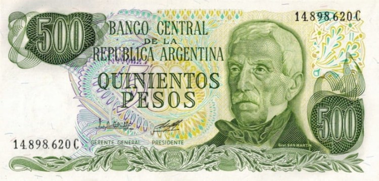 Argentyna banknot 500 pesos awers