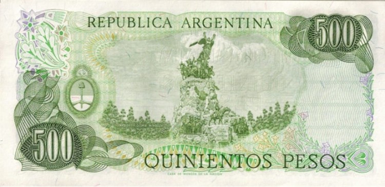 Argentyna banknot 500 pesos rewers