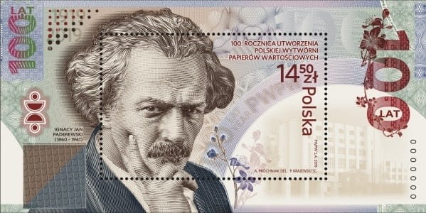 Znaczek 100. rocznica Utworzenia PWPW Blok 2019 r.