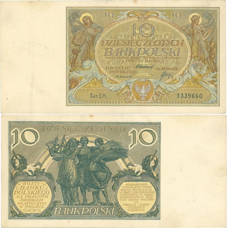 Banknot 10 złotych 1929 stan 2