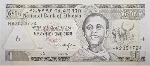 Banknot Etiopia 1 birr 2008 P-46d awers