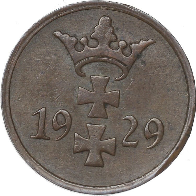 Moneta 1 fenig Wolne Miasto Gdańsk awers