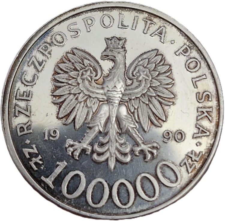 Moneta 100000 zł Solidarność A 1980-1990 1990 awers