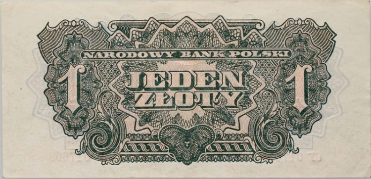 Banknot 1 złoty 1944 seria lubelska awers