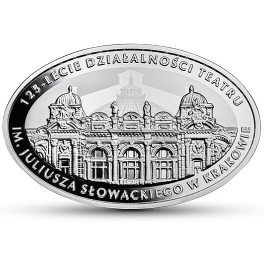 Moneta 10 zł 125-lecie działalności teatru im. Juliusza Słowackiego w Krakowie 2018 rewers