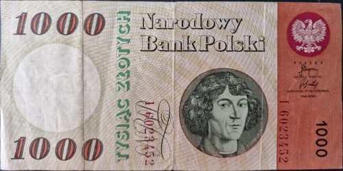 Banknot 1000 zł 1965 stan 3 awers