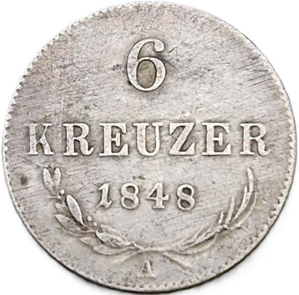 Moneta 6 krajcarów 1848 A Austria Wiedeń rewers