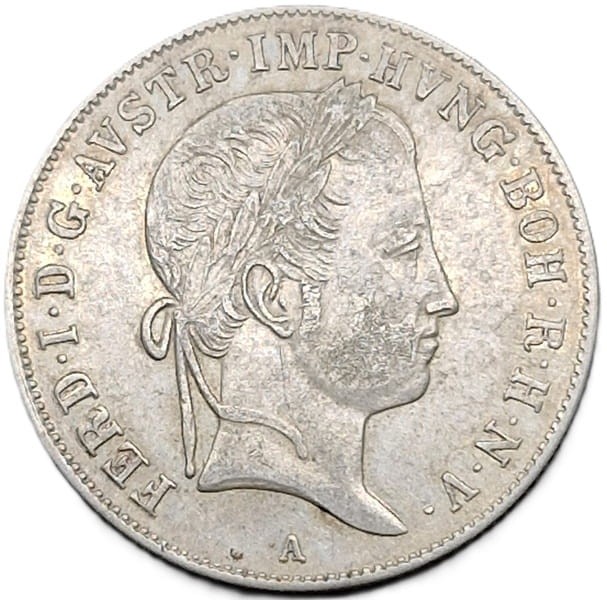 Moneta 20 krajcarów 1845 A Ferdynand I Austria srebro rewers