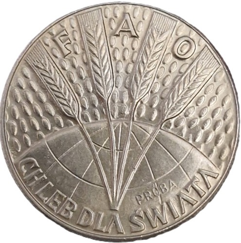 Moneta 10 zł FAO Chleb dla świata próba 1971 rewers