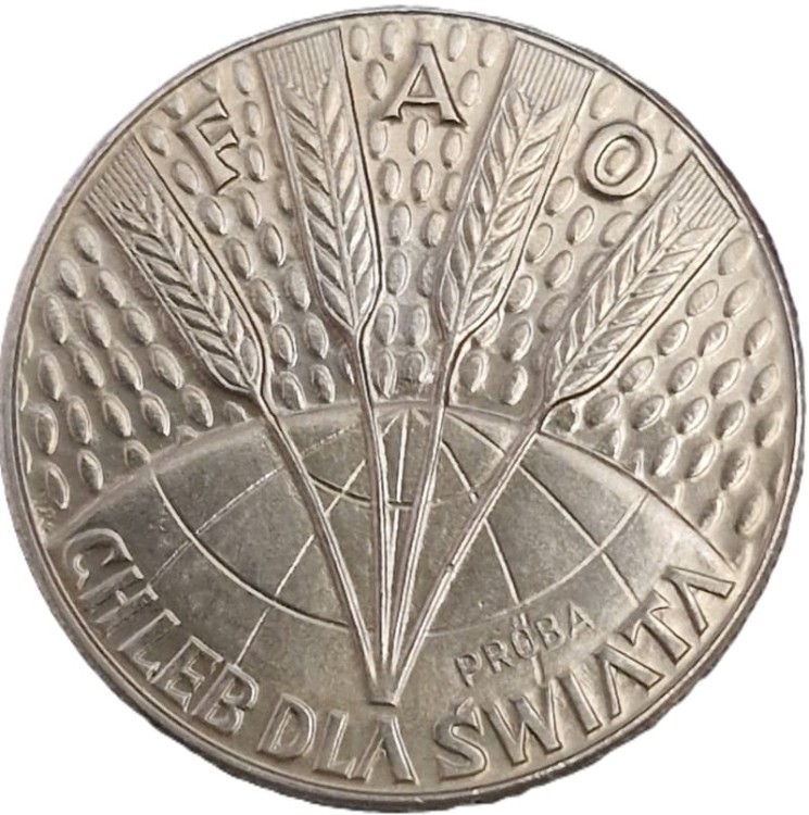 Moneta 10 zł FAO Chleb dla świata próba 1971 rewers
