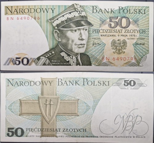Banknot PRL 50 zł 1975 Karol Świerczewski