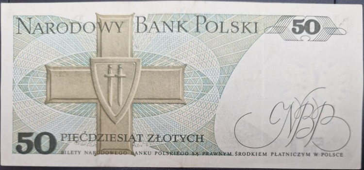 Banknot PRL 50 zł 1975 Karol Świerczewski rewers