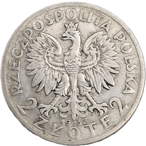Moneta 2 złote 1932 Polonia Głowa Kobiety stan 2 awers