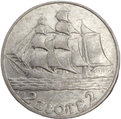 Moneta 2 zł Żaglowiec 1936 rewers