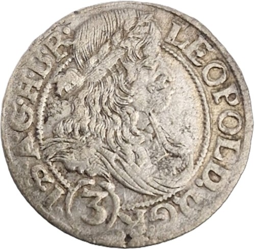 Moneta 3 krajcary 1666 Wrocław Leopold I rewers