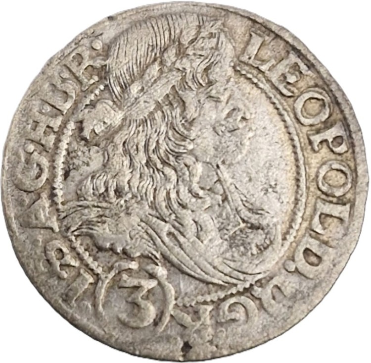 Moneta 3 krajcary 1666 Wrocław Leopold I rewers
