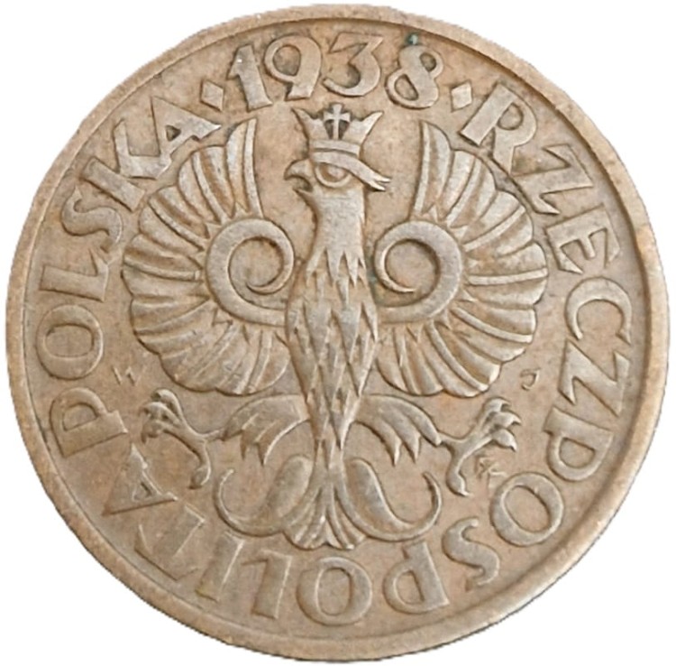 Moneta 2 grosze 1938 awers