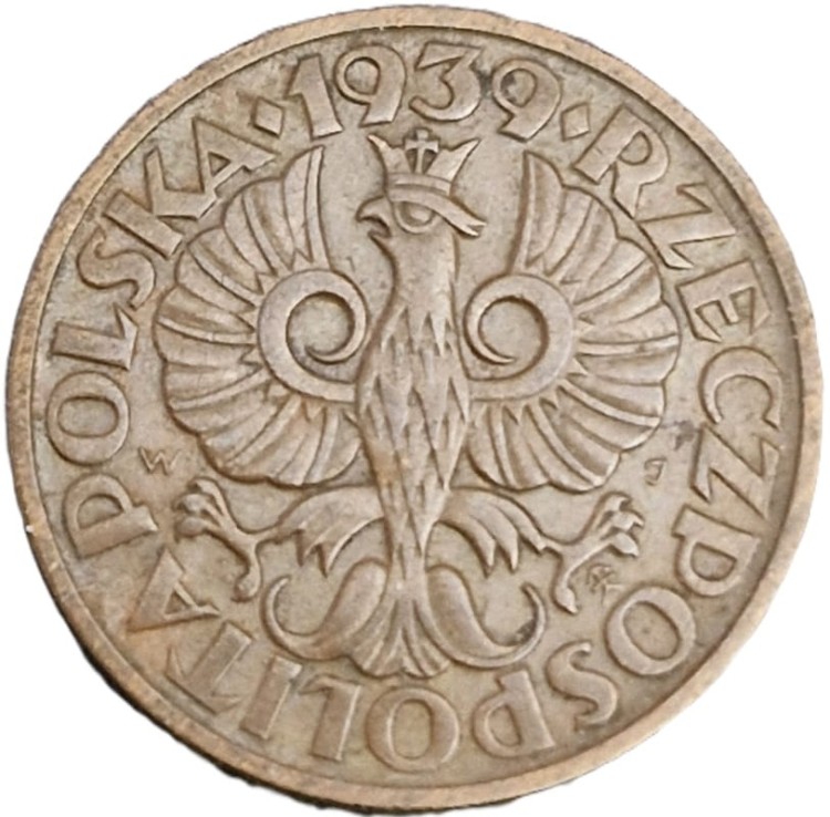 Moneta 2 grosze 1939 awers