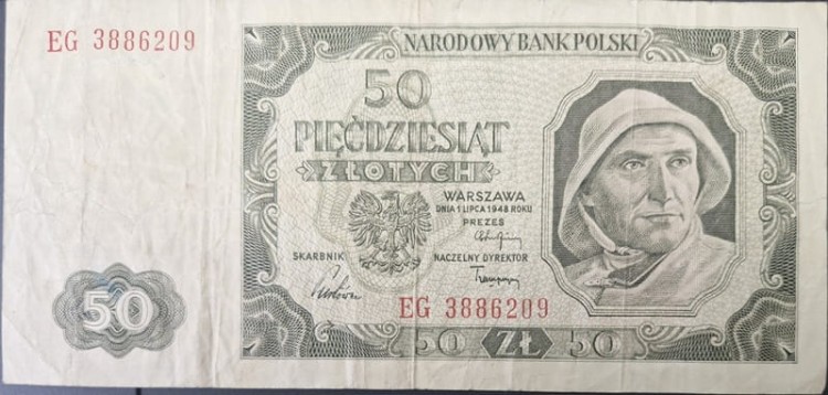 Banknot 50 zł 1948 awers
