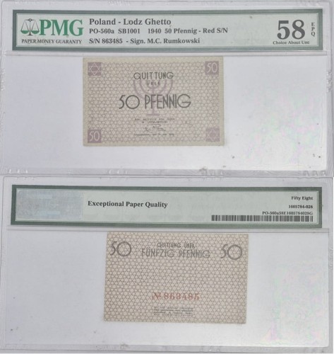 Banknot 50 pfennig 1940 Getto w Łodzia