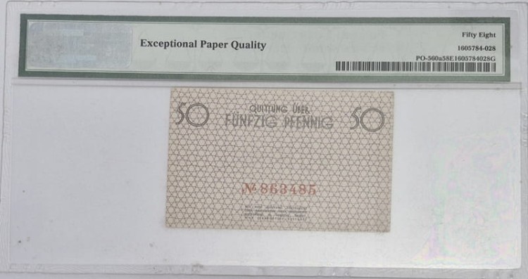 Banknot 50 pfennig 1940 Getto w Łodzia rewers
