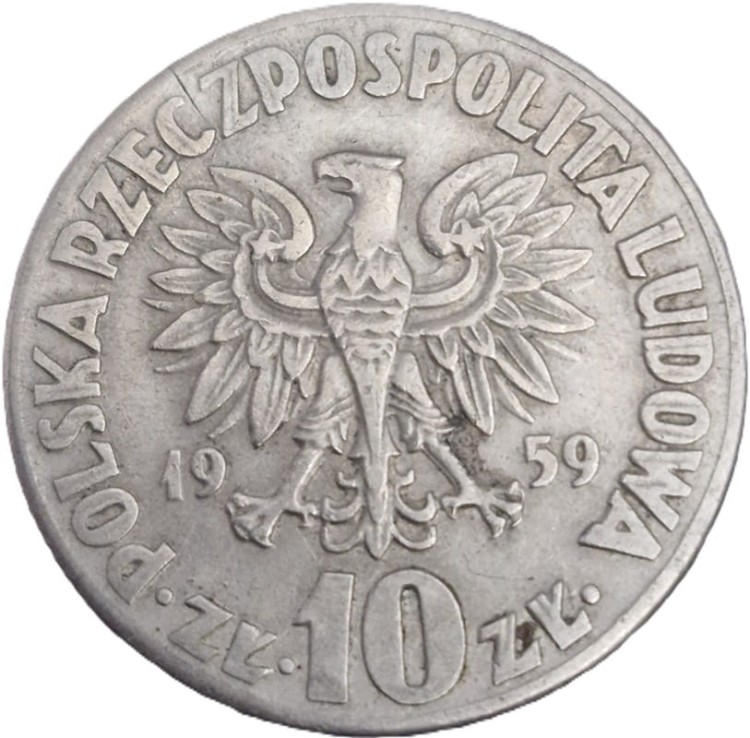 Moneta 10 zł Mikołaj Kopernik 1959 awers