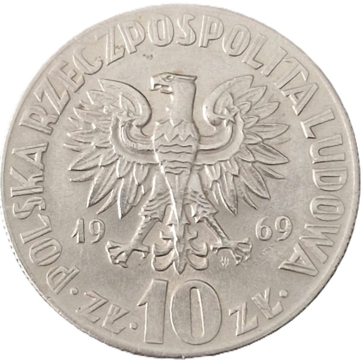 Moneta 10 zł Mikołaj Kopernik 1969 awers