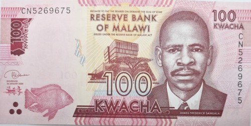 Malawi Banknot 100 Kwacha 2020 awers